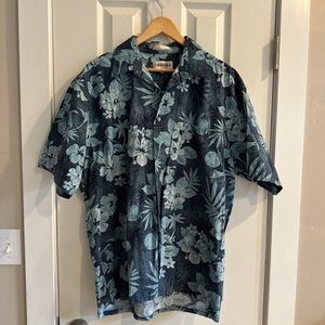 Moda Campia Hawaiian Button Down Shirt Short Sleeves 100%Cotton Large